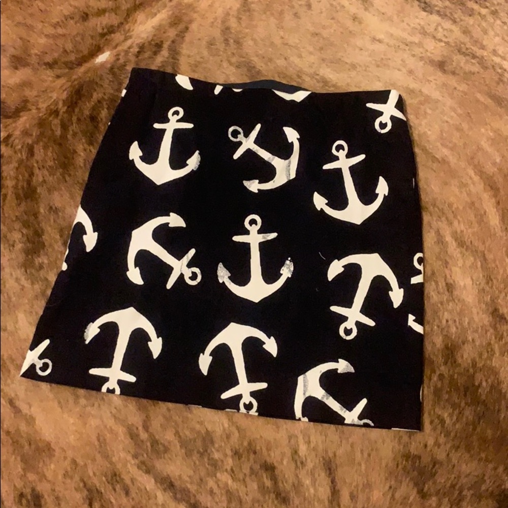 J crew navy & white anchor mini skirt 0